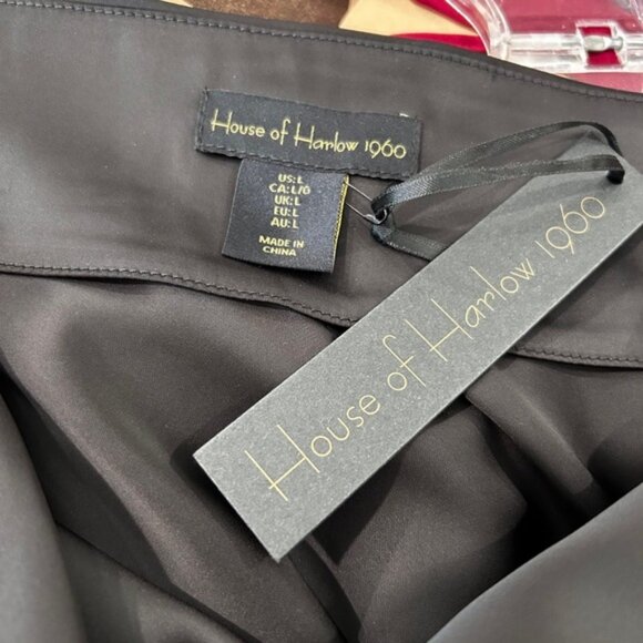 NWT House of Harlow Black Satin Cowl Camisole With Rhinestone Straps - Picture 11 of 13